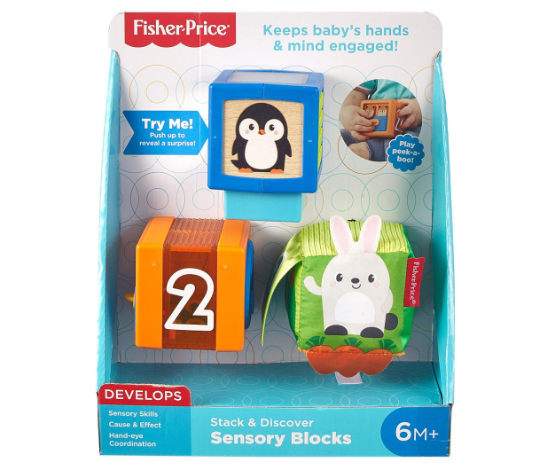Fisher-Price Kolorowe zwierzątka klocki sensoryczne - 540748 - zdjęcie 4